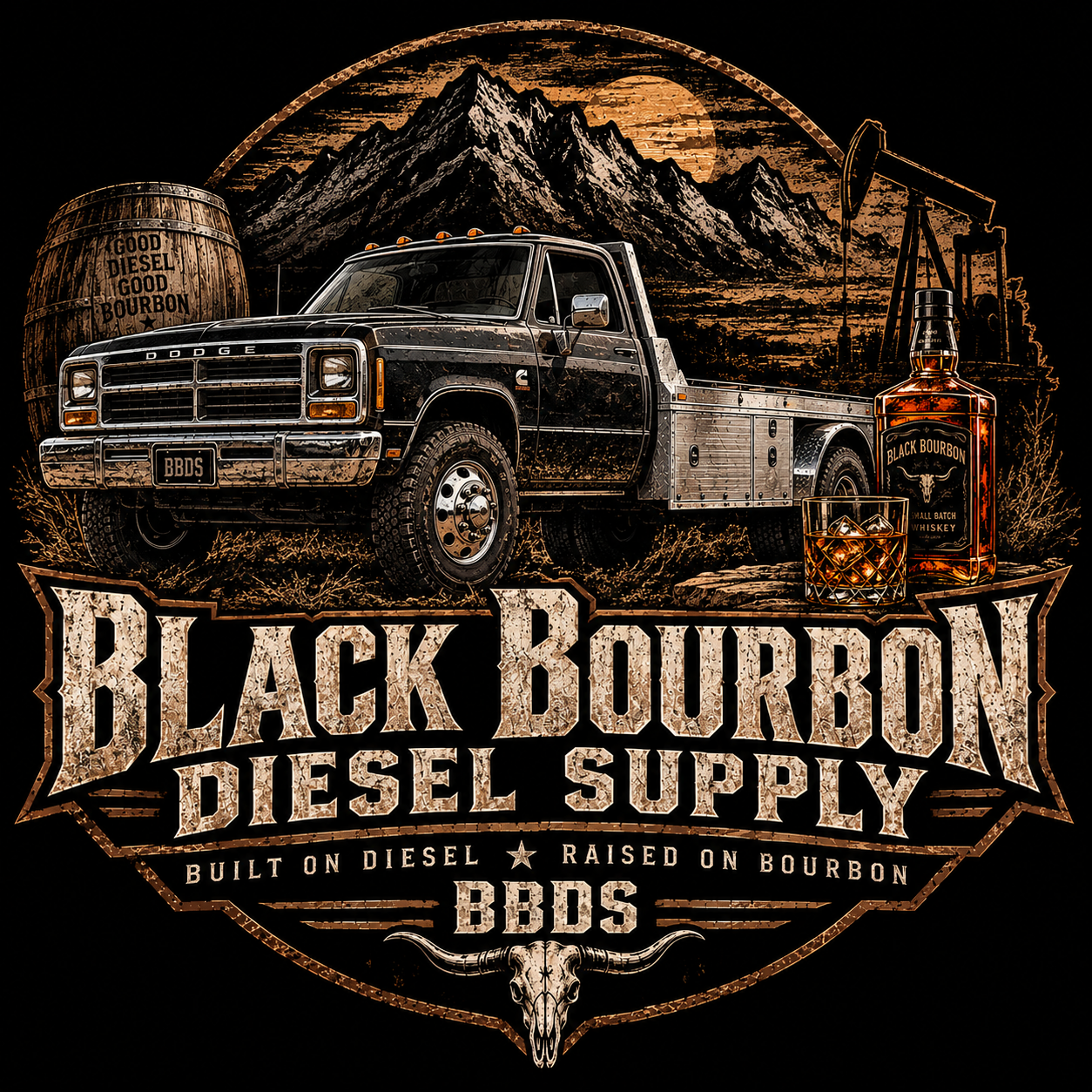 Black Bourbon Diesel Supply logo